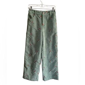 Vintage Seafoam Green Embroidered Cords